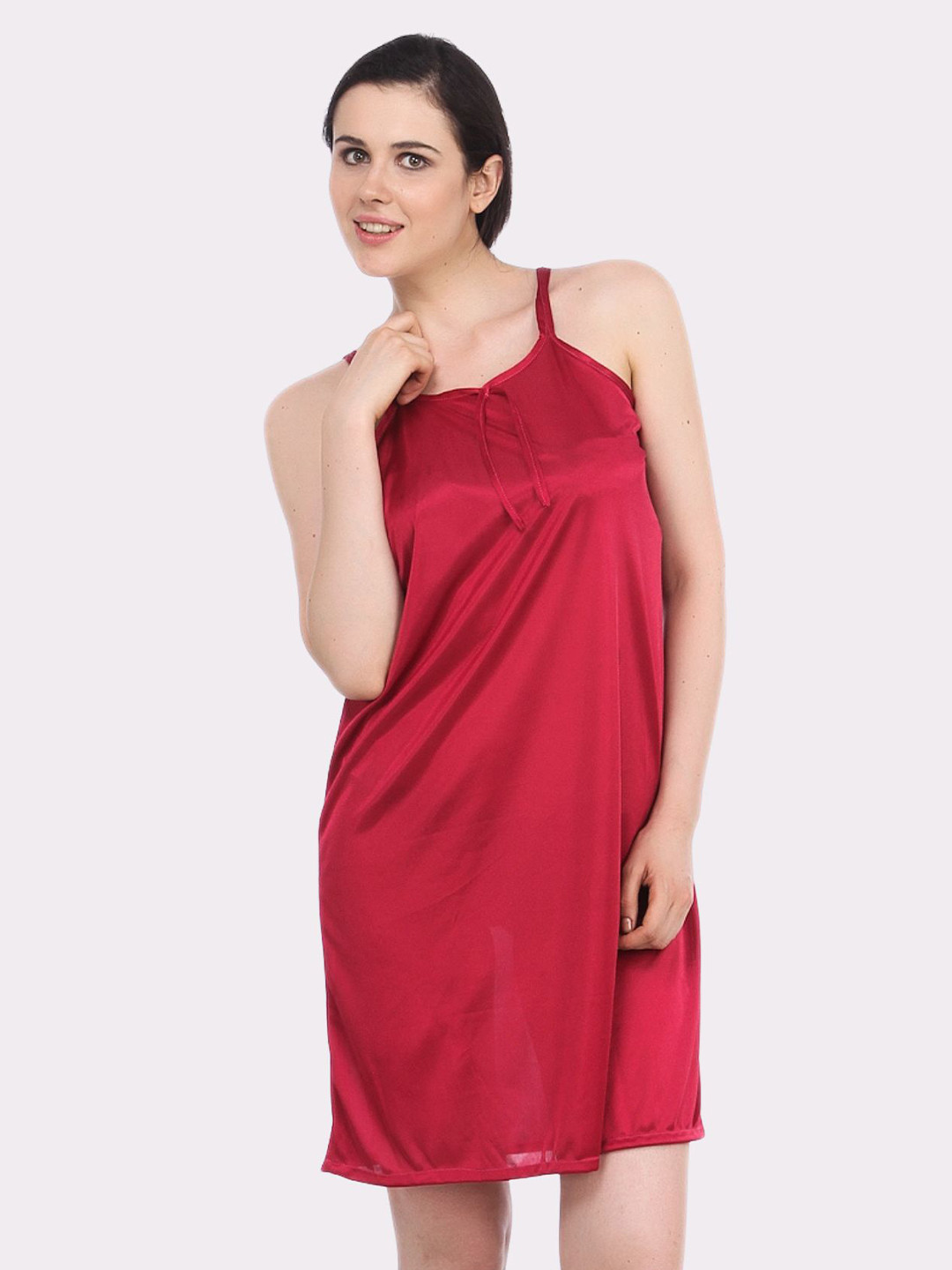 Fasense Women Pink Satin Baby Doll BD055E1-Wine