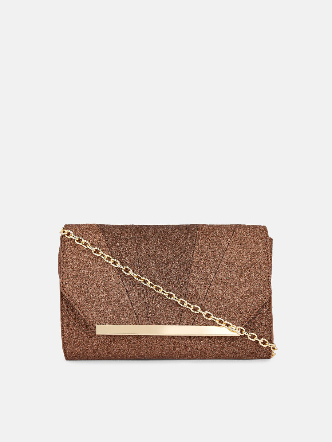 Forever Glam by Pantaloons Brown Embellished Box Clutch