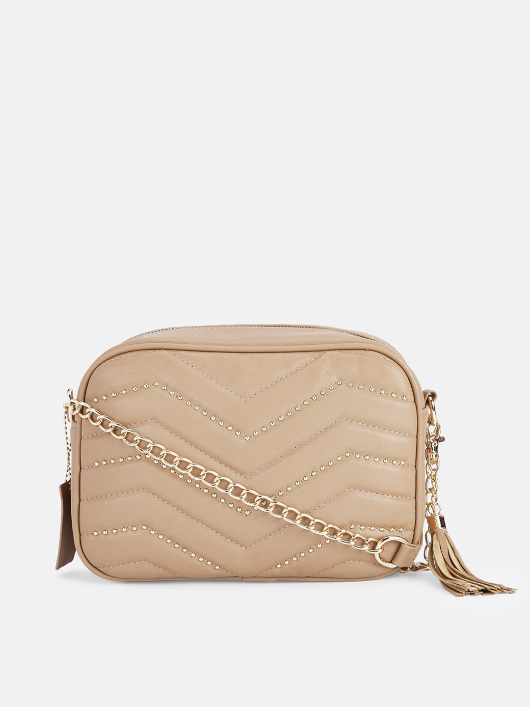 Forever Glam by Pantaloons Brown PU Swagger Sling Bag