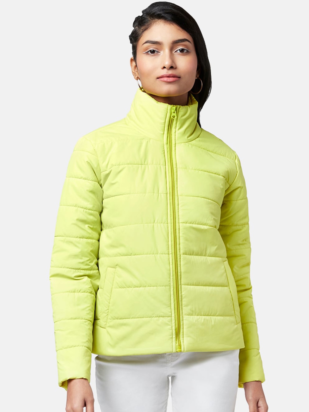 Womens lime green puffer jacket on sale