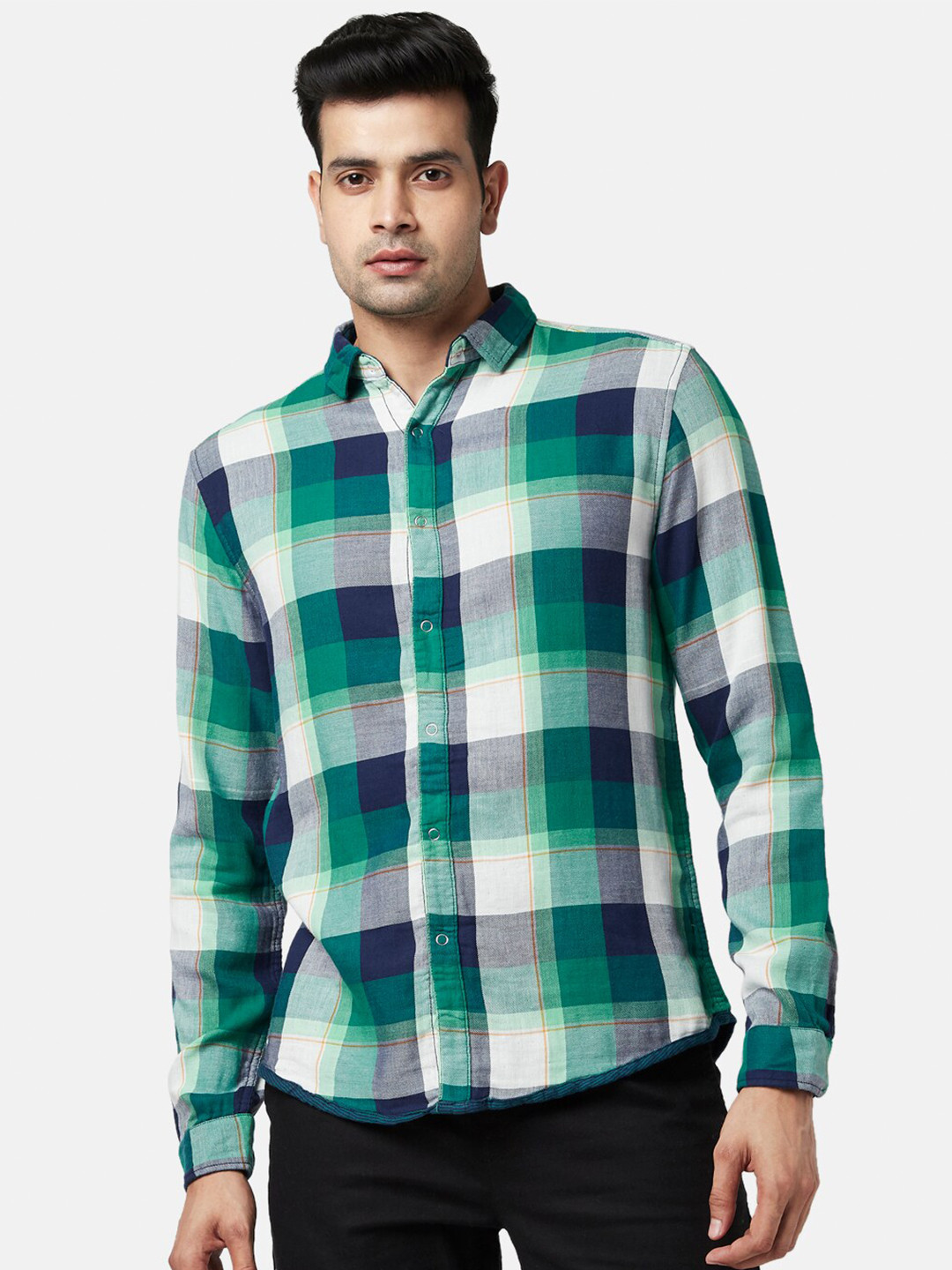 Urban Ranger by pantaloons Men Slim Fit Tartan Checks Cotton Casual Shirt