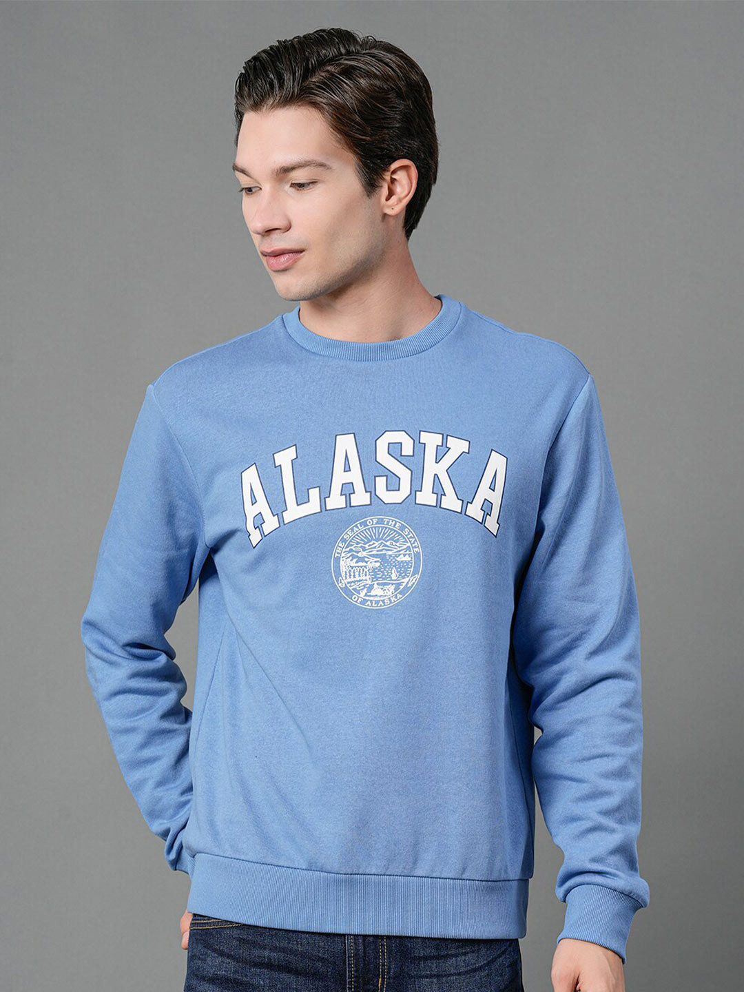 Red Tape Men Blue Graphic Print Sweatshirt