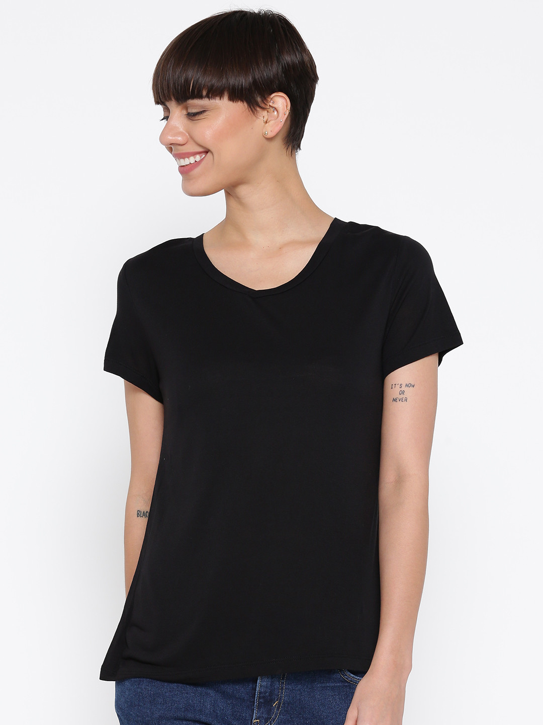 Buy Marks \u0026 Spencer Women Black Solid V 