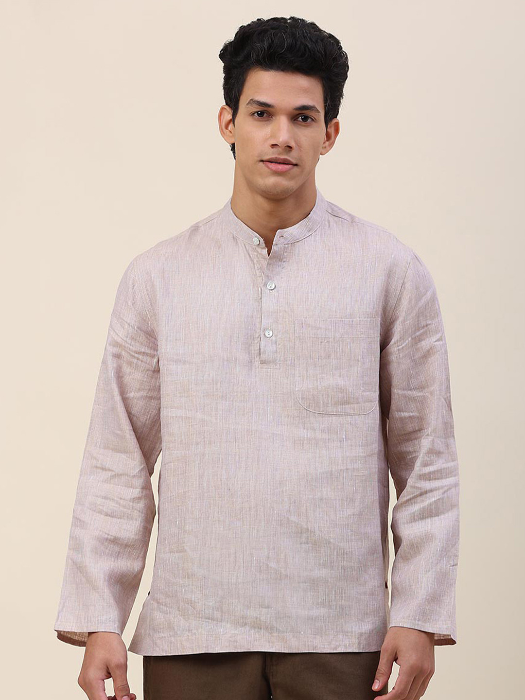 Fabindia Men Purple Comfort Casual Linen Shirt