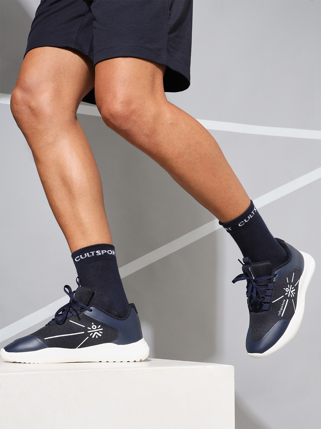 CULT Men Navy Blue Mesh Running Shoes