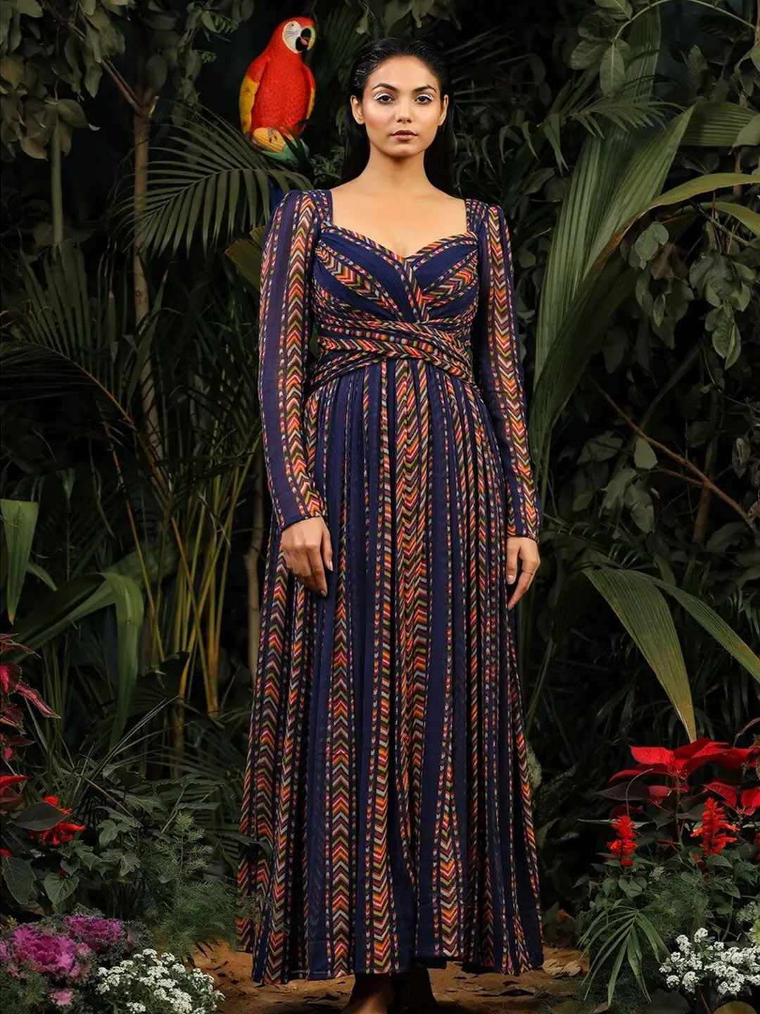 Baise Gaba Women Blue Chiffon Empire Maxi Dress