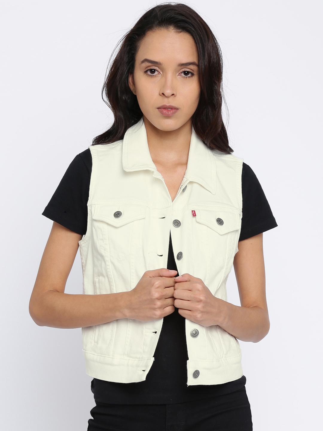 Buy Levis Women White Solid Denim Jacket - Jackets for Women 2072988 |  Myntra