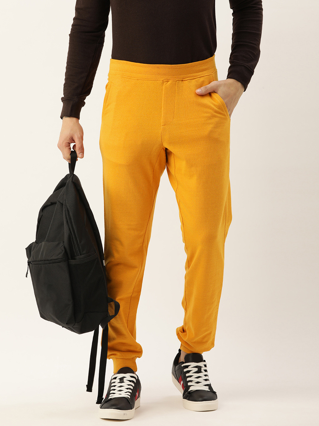 Kook N Keech Men Mustard Yellow Solid Joggers