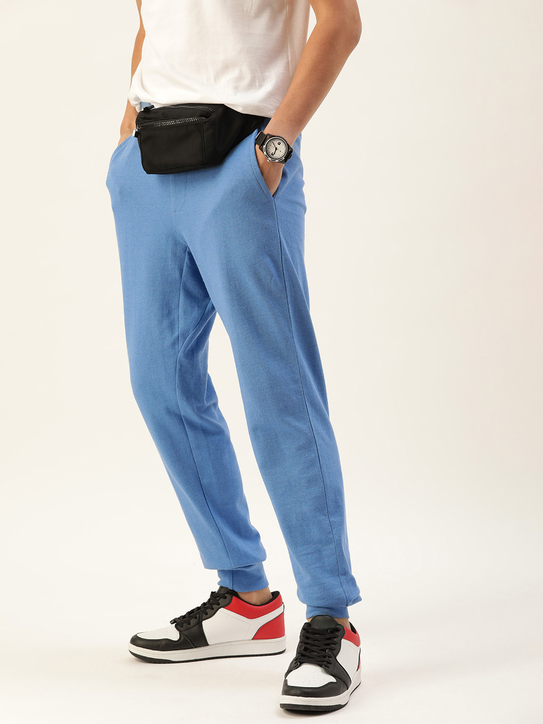 Kook N Keech Men Blue Solid Pure Cotton Joggers