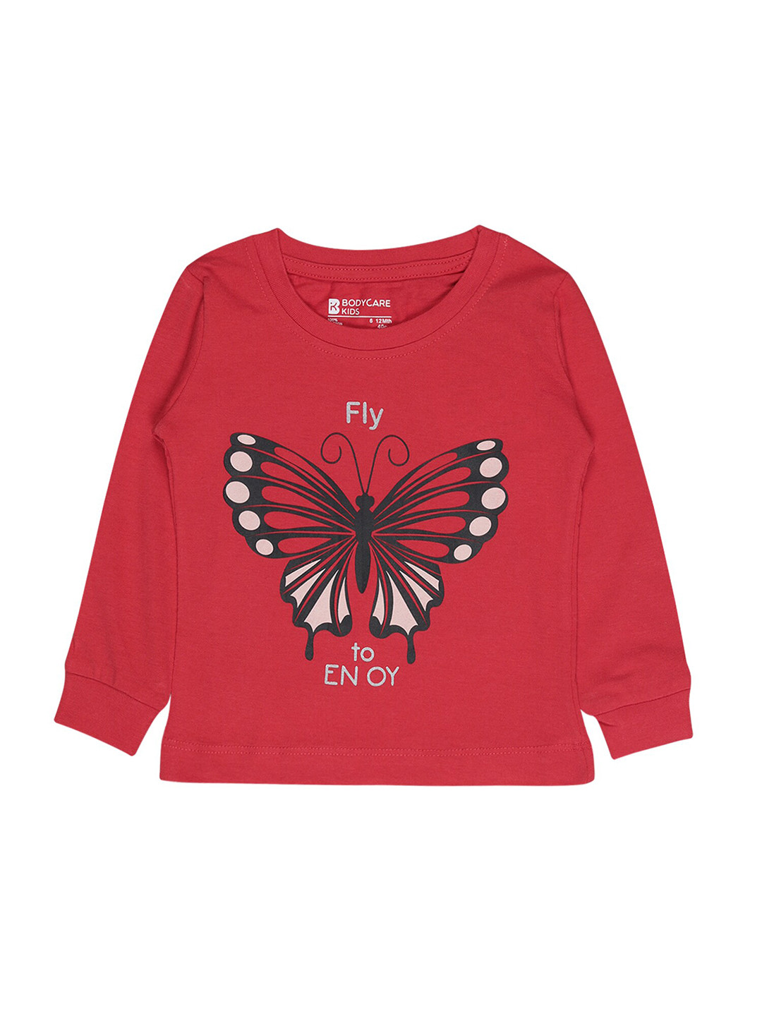 Bodycare Kids Girls Red Printed Cotton T-shirt