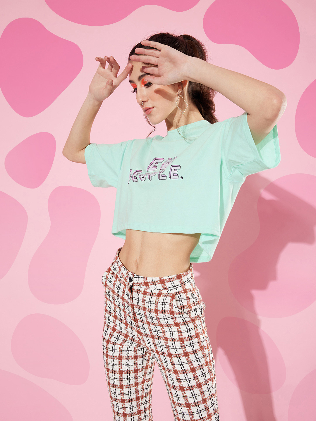 ANVI Be Yourself Women Green Printed Oversized T-shirt