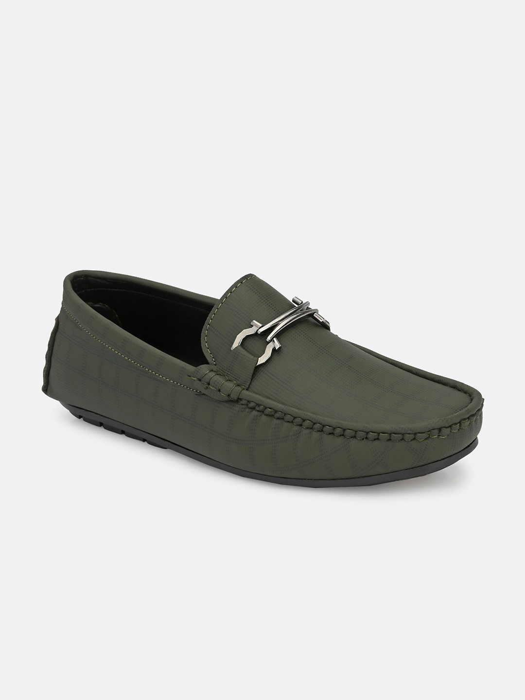 Big Fox Men Olive Green Printed Loafers