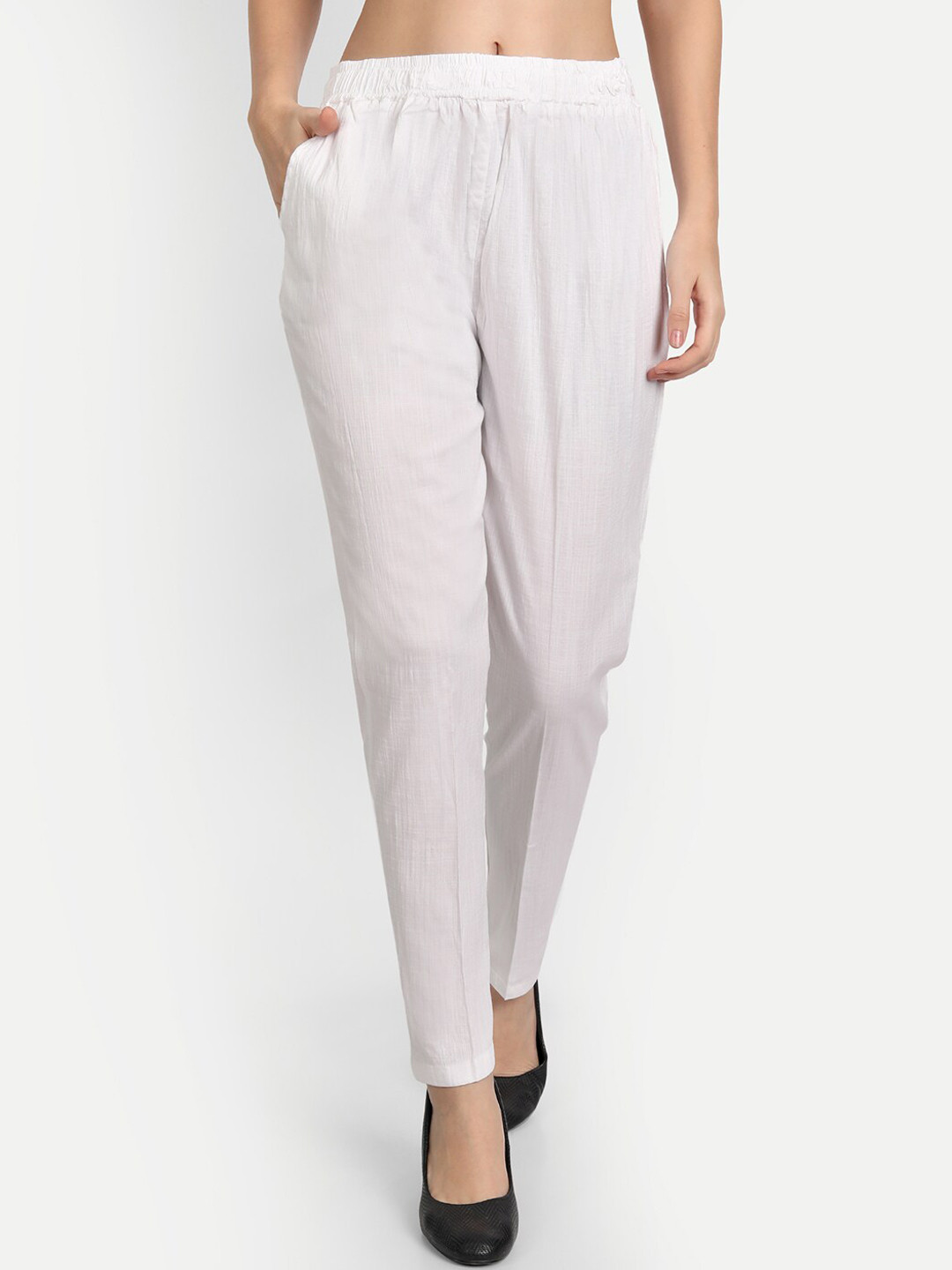 BCZ Style Women White Regular Fit Stretchable Trouser
