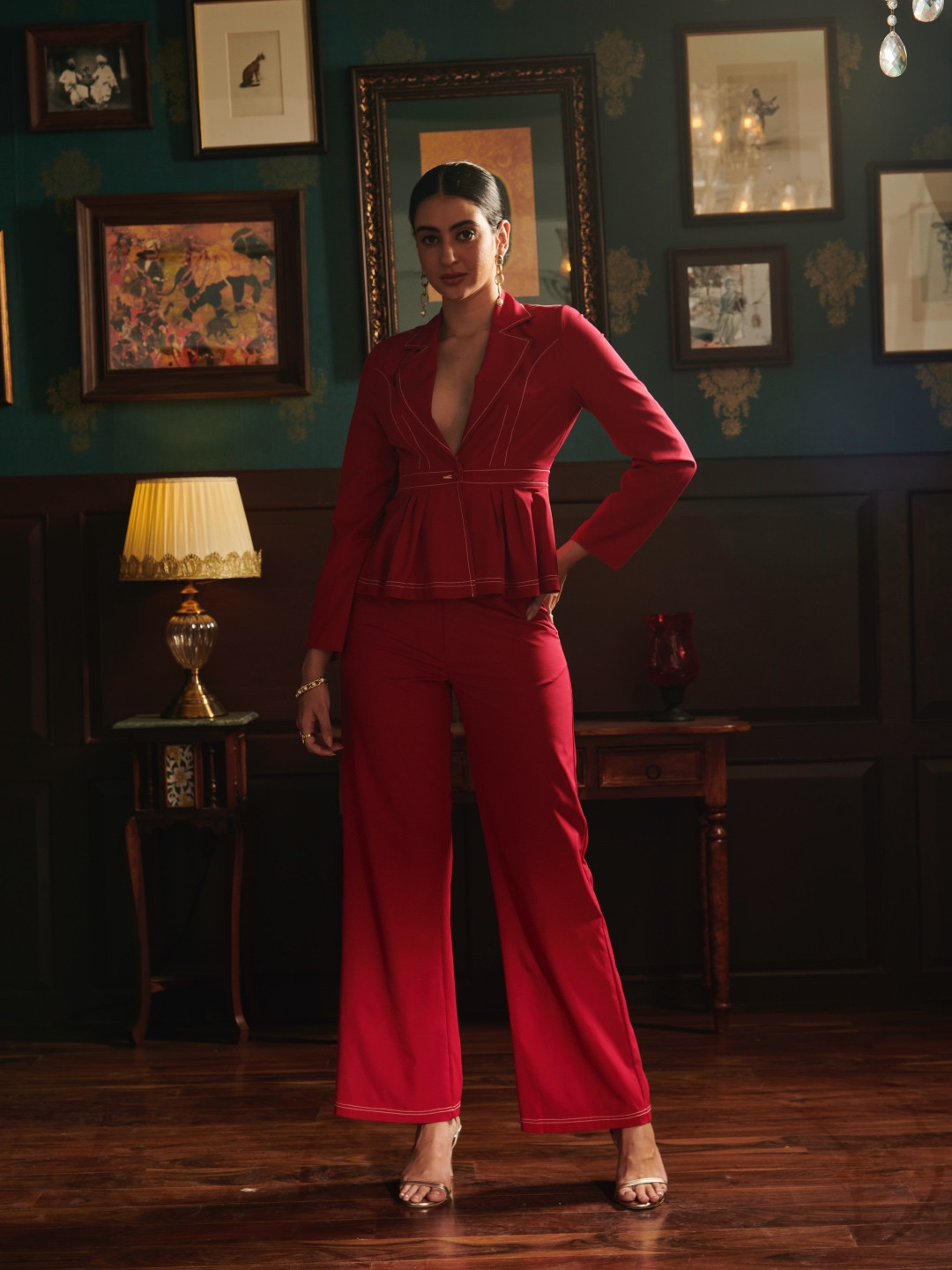 Style Island Women Pink Smart Straight Fit High-Rise Easy Wash Trousers