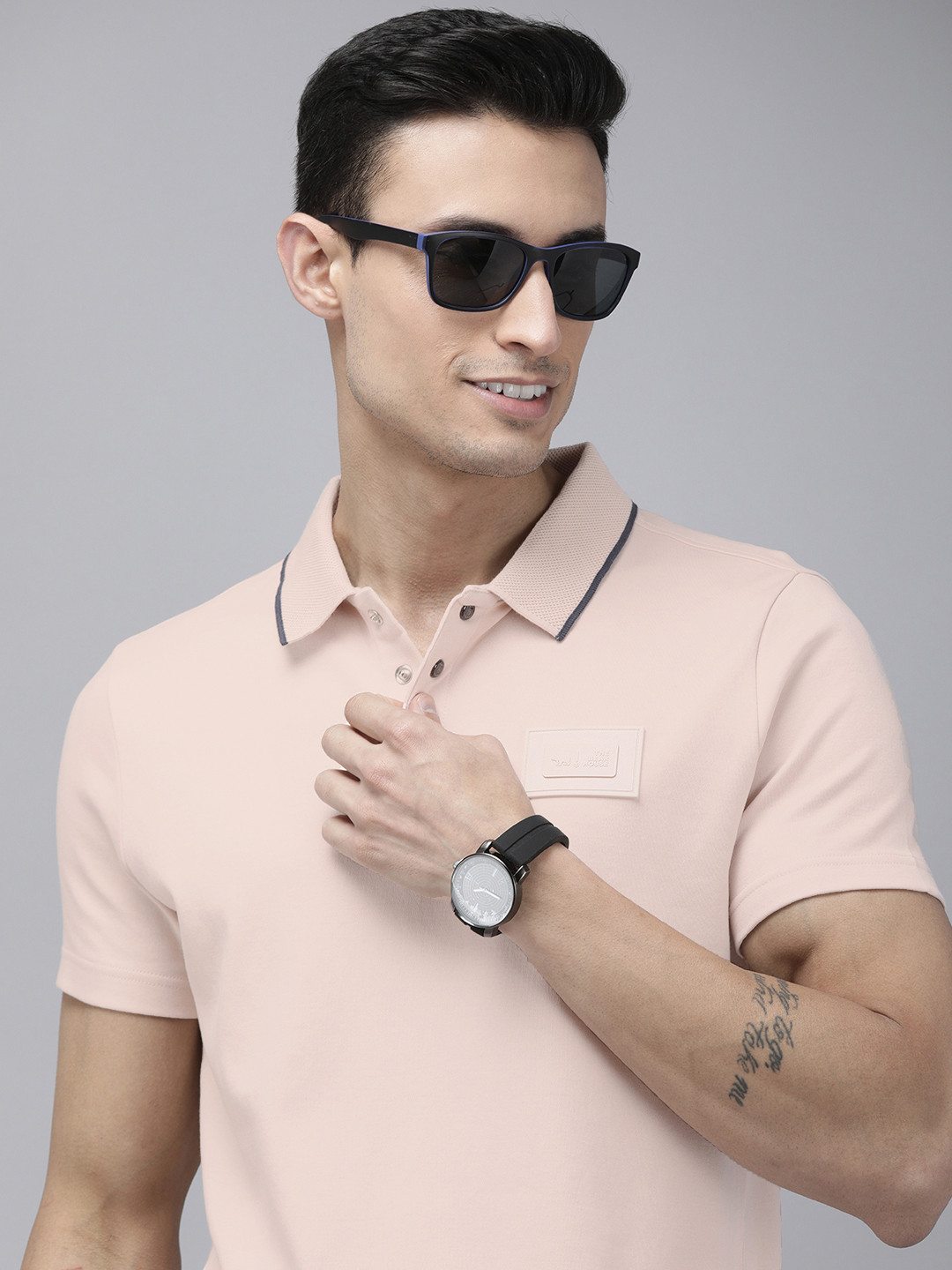 THE BEAR HOUSE Ardor Edition Men Polo Collar Applique Slim Fit T-shirt