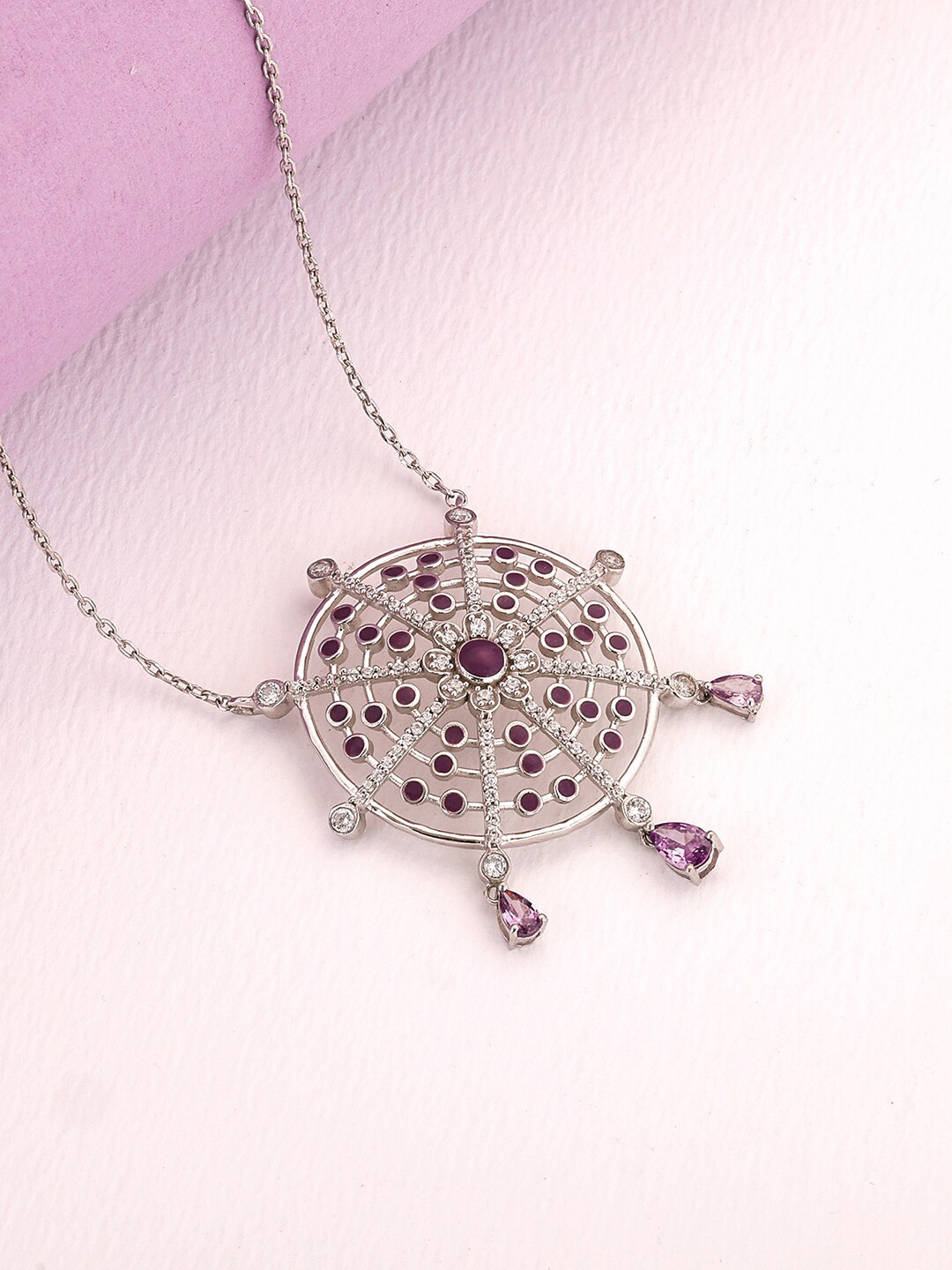 GIVA Silver-Toned & Purple Sterling Silver Rhodium-Plated Chain