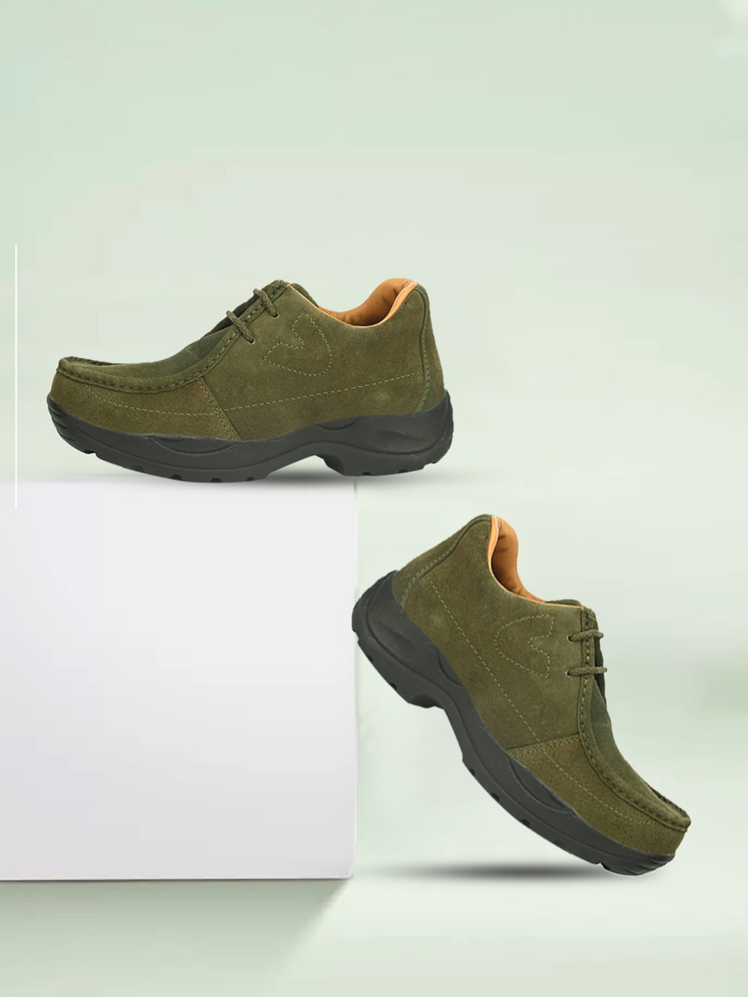 Fashion Victim Men Green Leather Sneakers