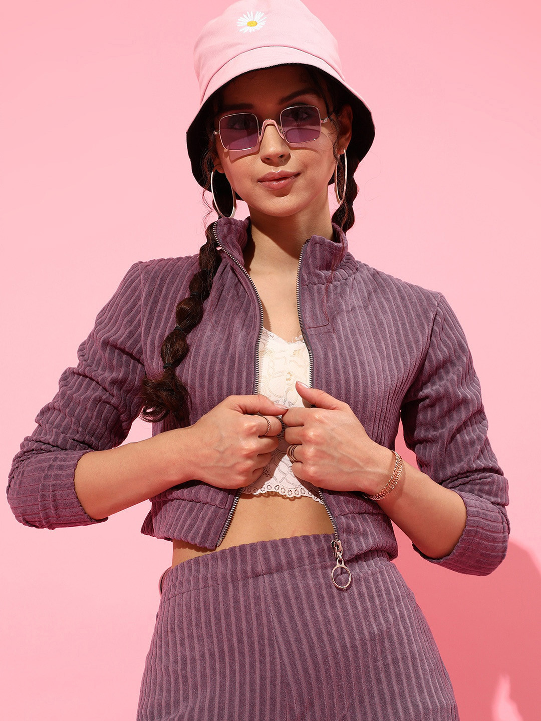 STREET 9 Women Beautiful Lavender Striped Jacket