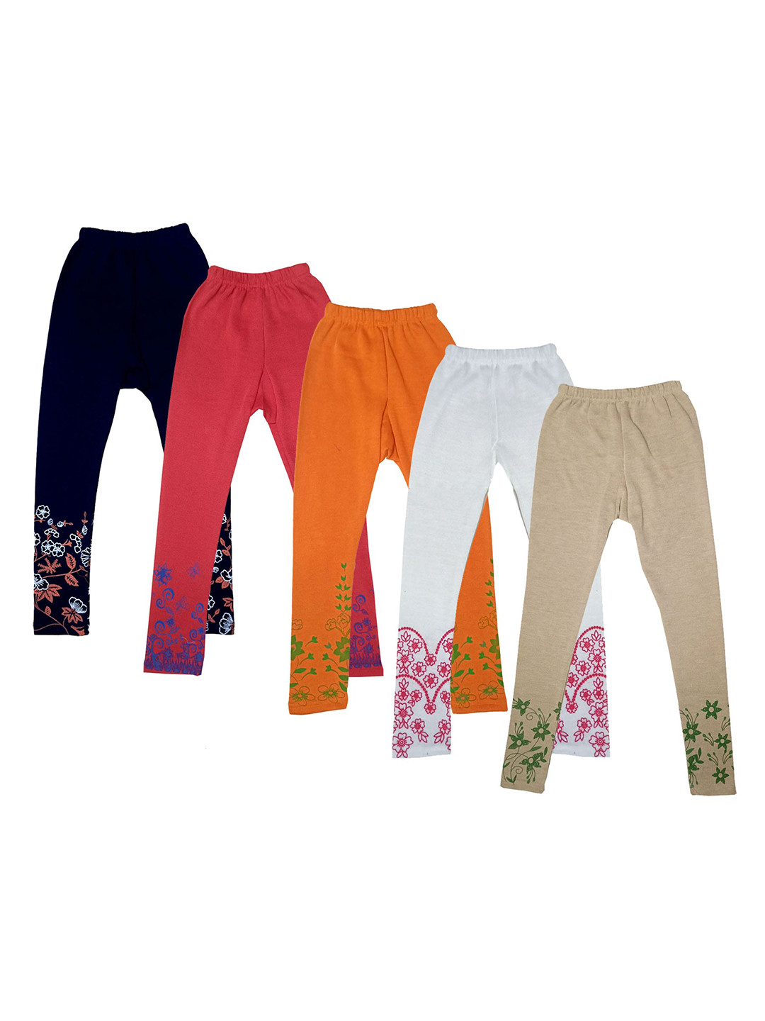 IndiWeaves Girls Pack Of 5 Printed Wool Leggings