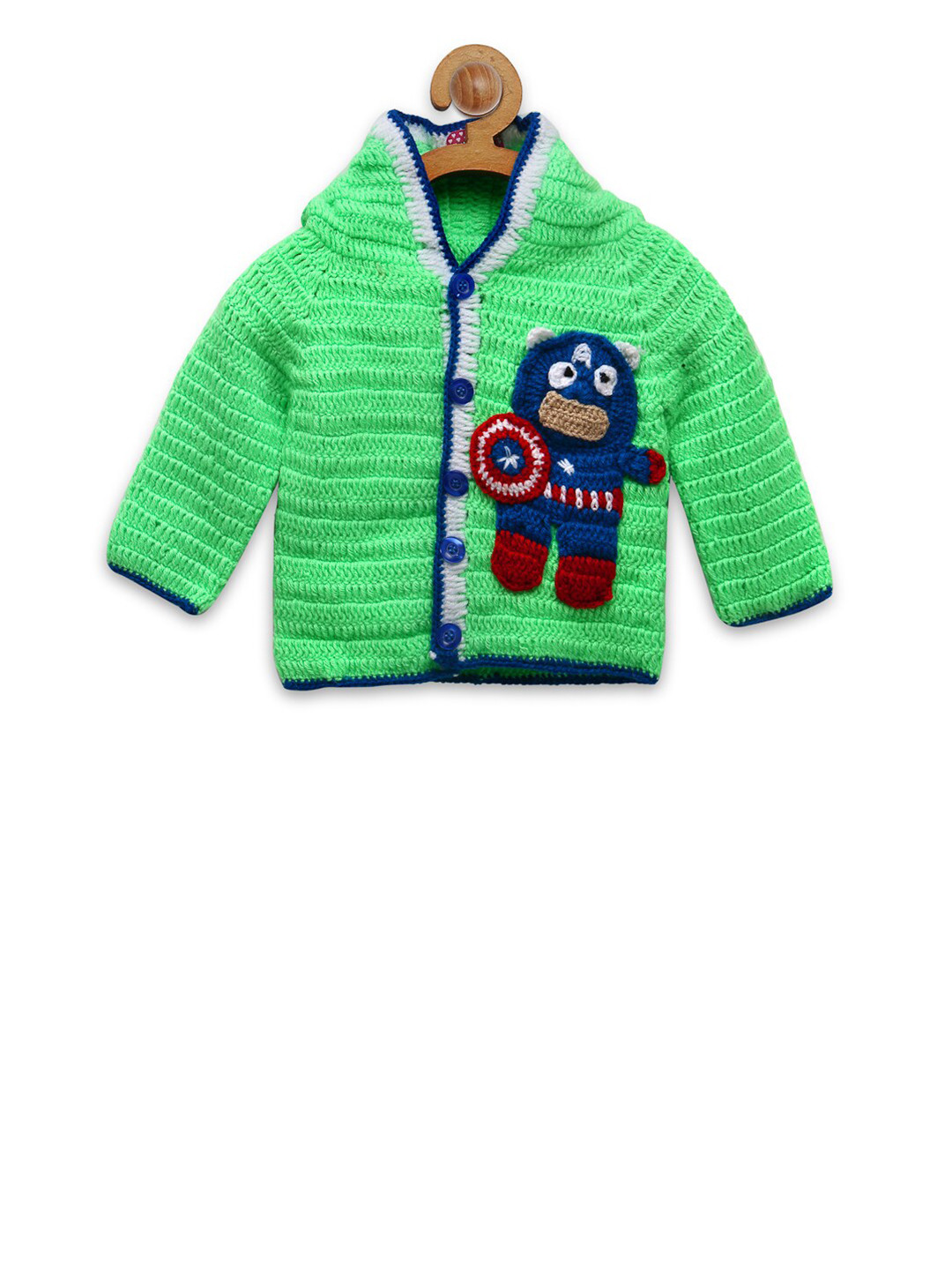 CHUTPUT Unisex Kids Green & Blue Cardigan