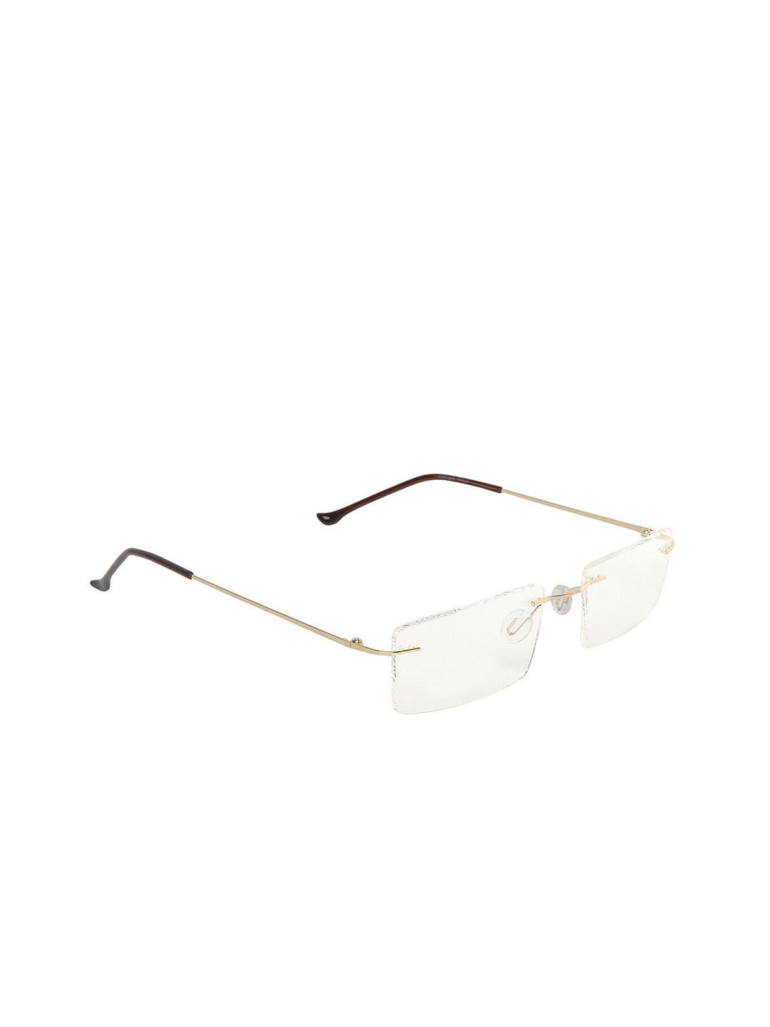 GARTH Unisex Clear Lens & Gold-Toned Rectangle Sunglasses With UV Protected Lens