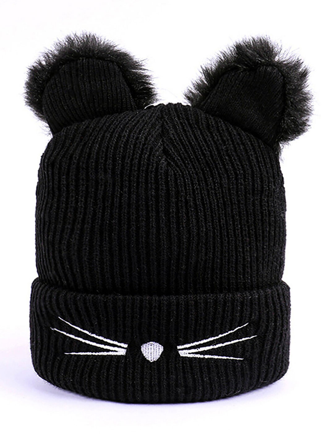 YOUSTYLO Adults Black & White Woolen Beanie Cap