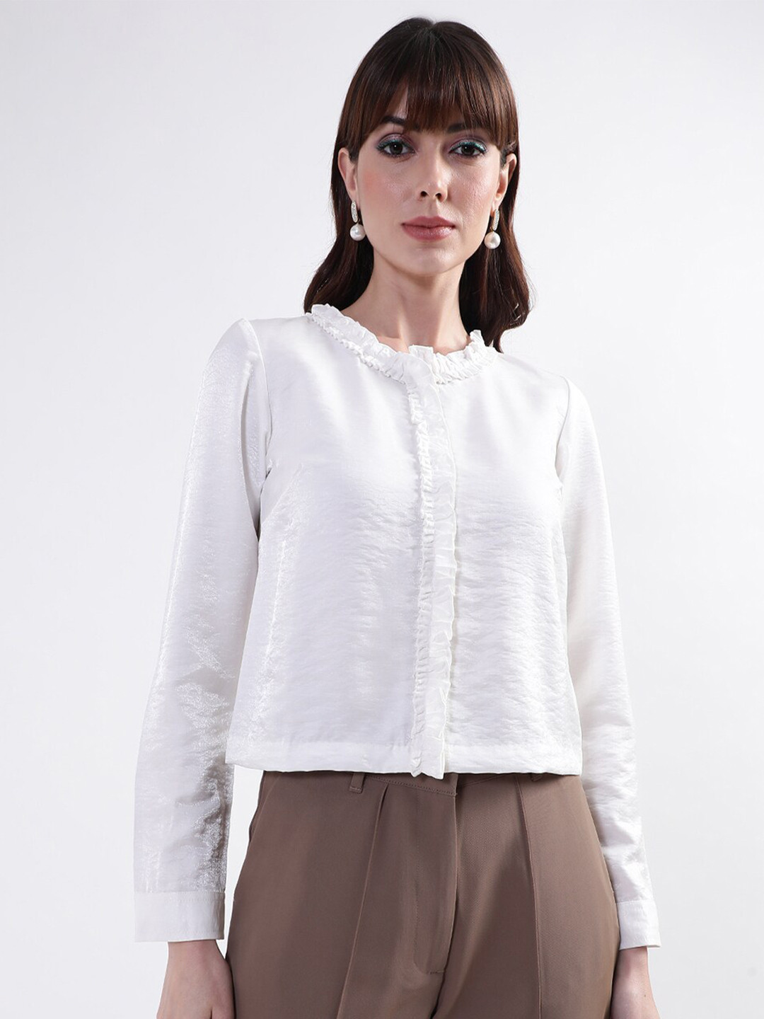 CENTRESTAGE Women White Shirt Style Top