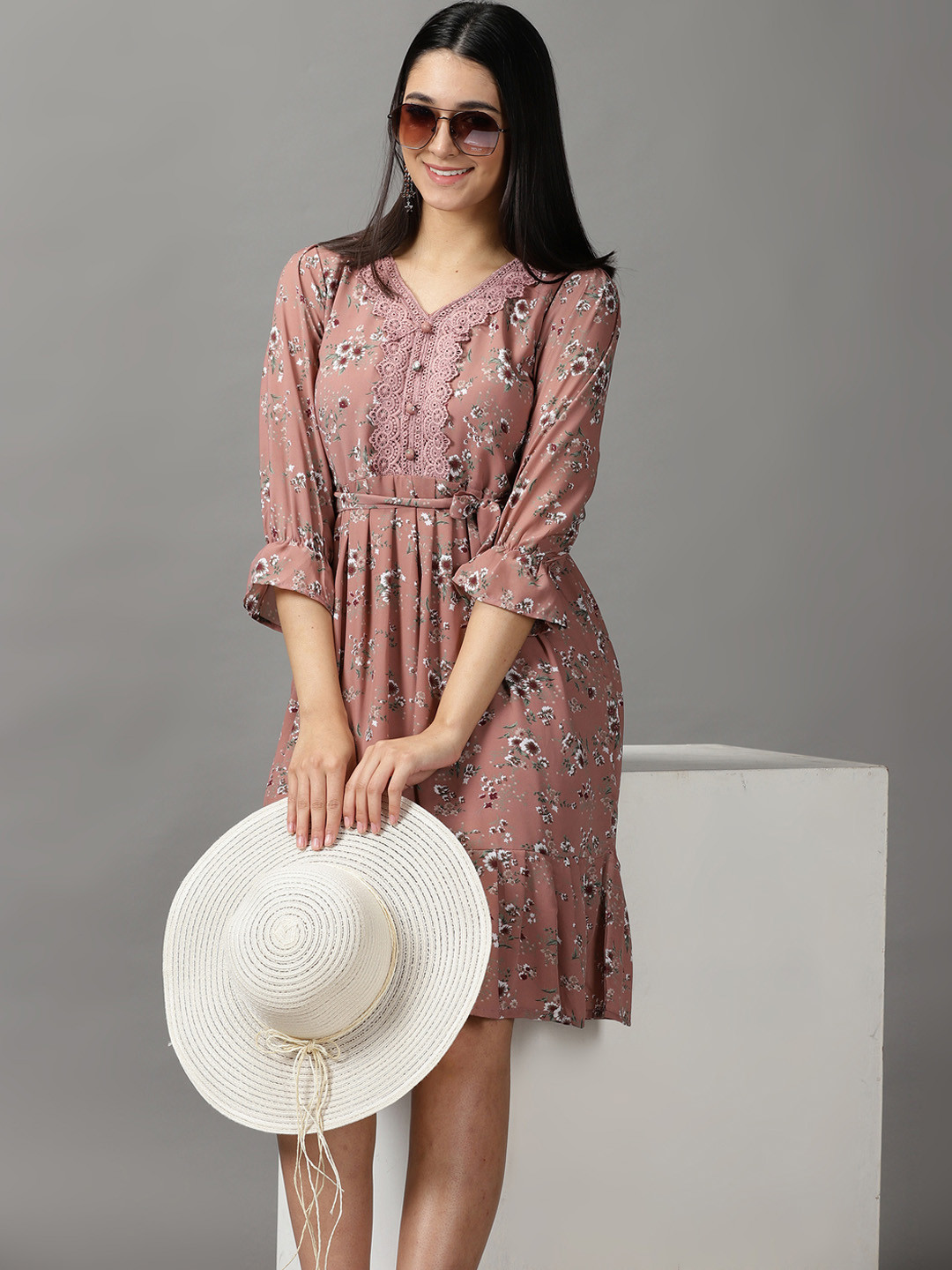 SHOWOFF Women Mauve Floral Dress