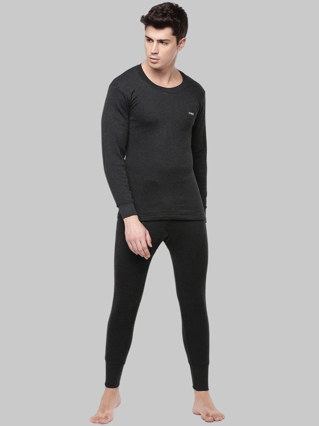 Dollar Men Black T-Shirt & Bottom Thermal Set