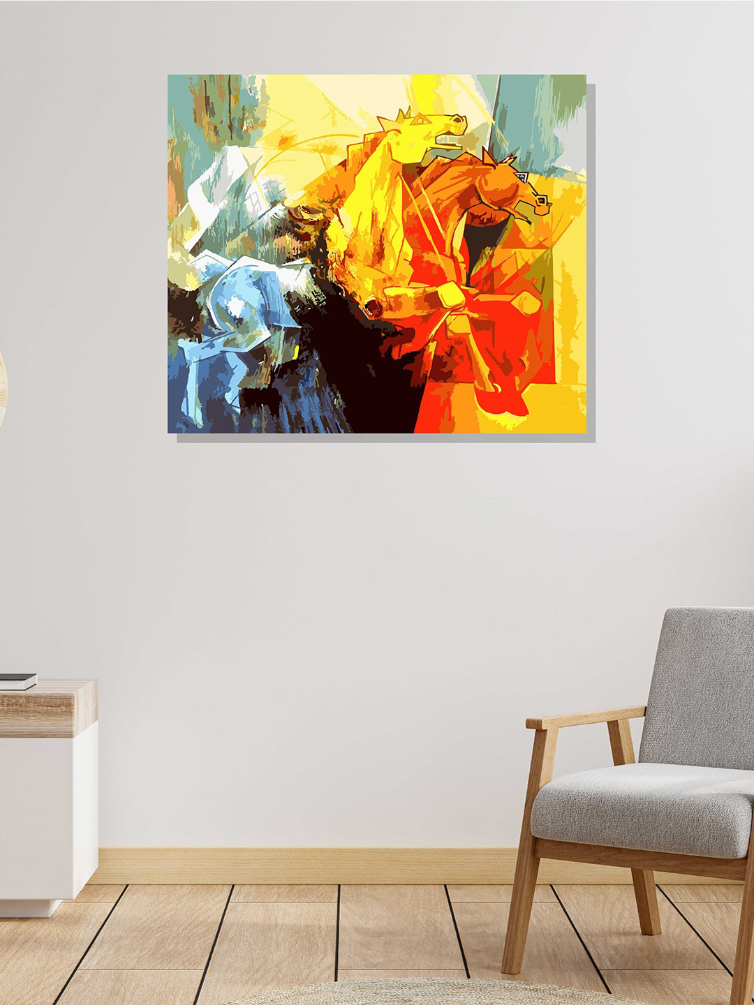 RANGOLI Yellow Canvas Wall Living Room Rectangle Paintings Wall Art -18.11 x 12.20In