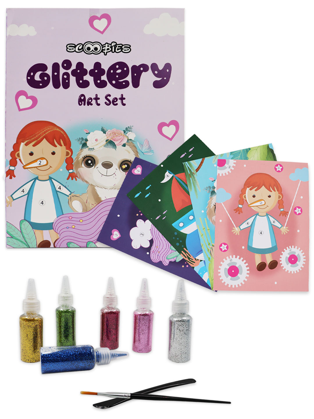 SCOOBIES Glitter Art Set | Enchanted Forest | 6 Glitter Bottles & Craft Tools