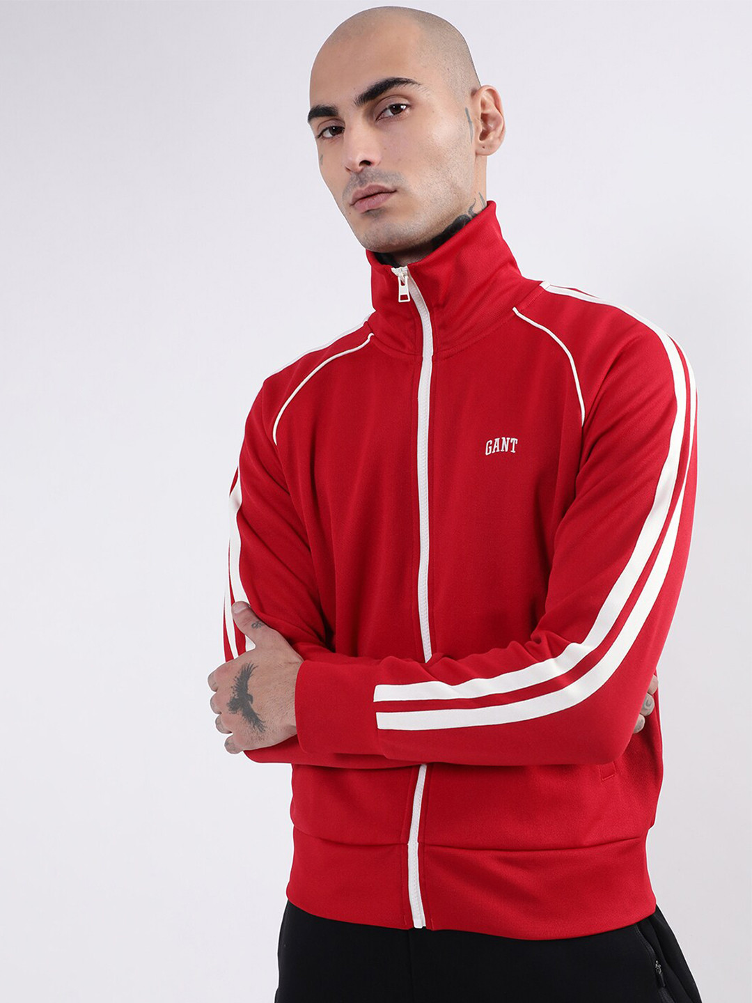 GANT Men Red Solid Open-Front Sweatshirt