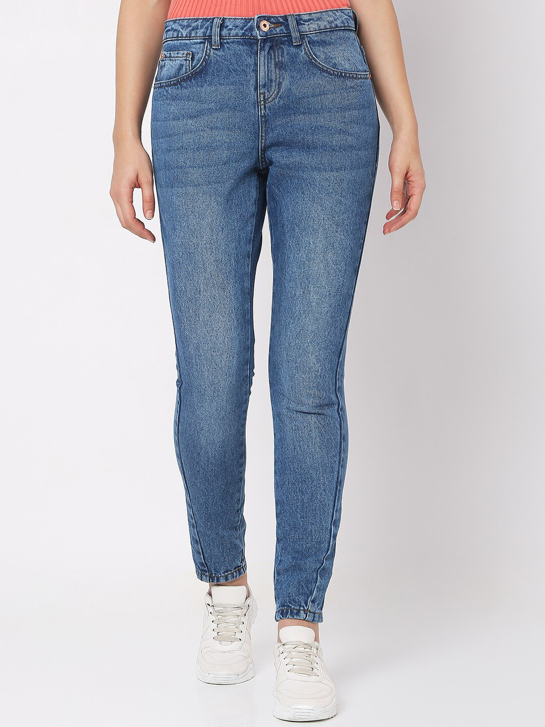 Vero Moda Marquee Collection VMIVY GF MR Women Blue Skinny Fit Light Fade Cotton Jeans