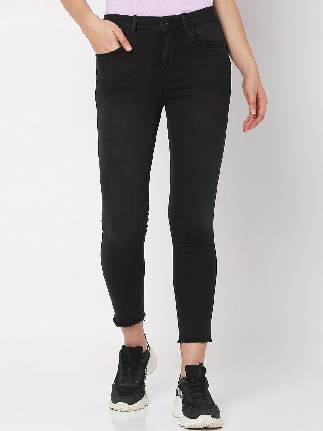 Vero Moda Marquee Collection VMGEORGINA PUSHUP MR ANK Women Black Skinny Fit Cotton Jeans