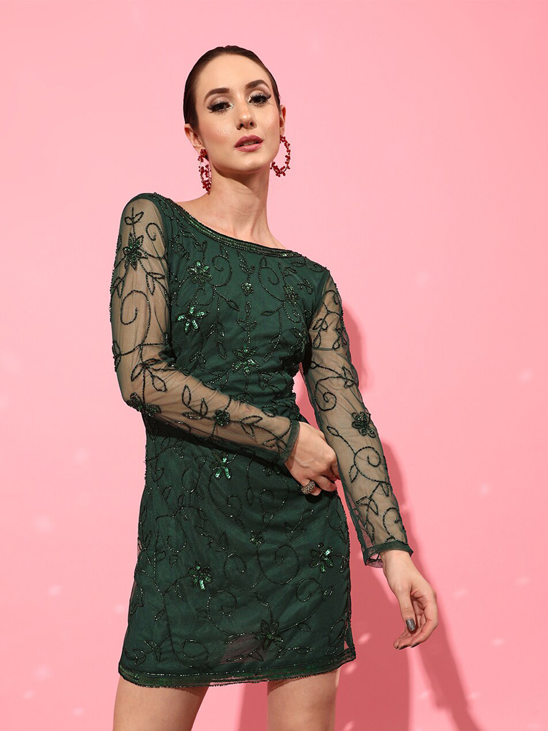 STREET 9 Short Sleeves Sheath V-Neck Dress