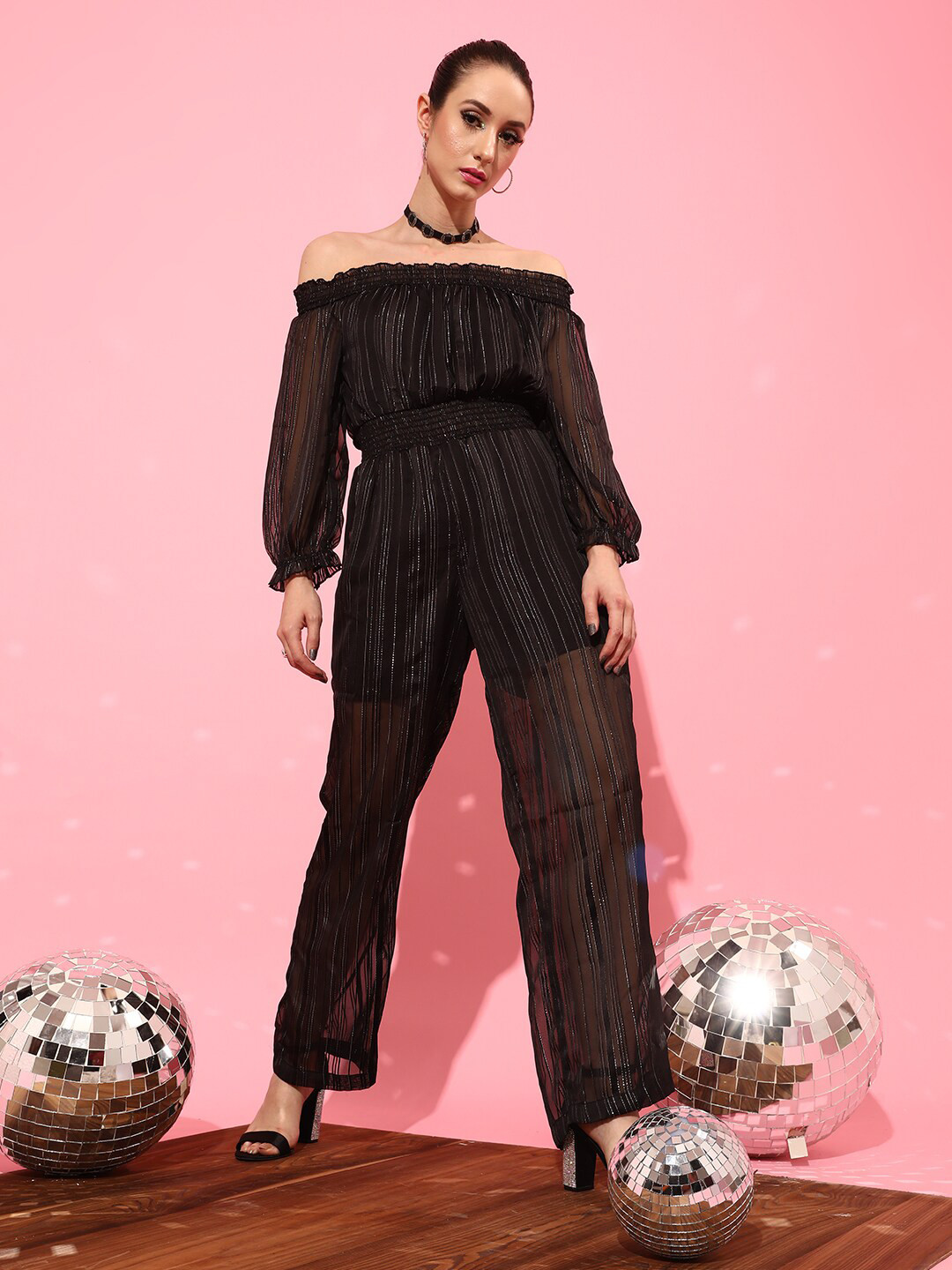 STREET 9 Women Elegant Black Printed Jumpsuit