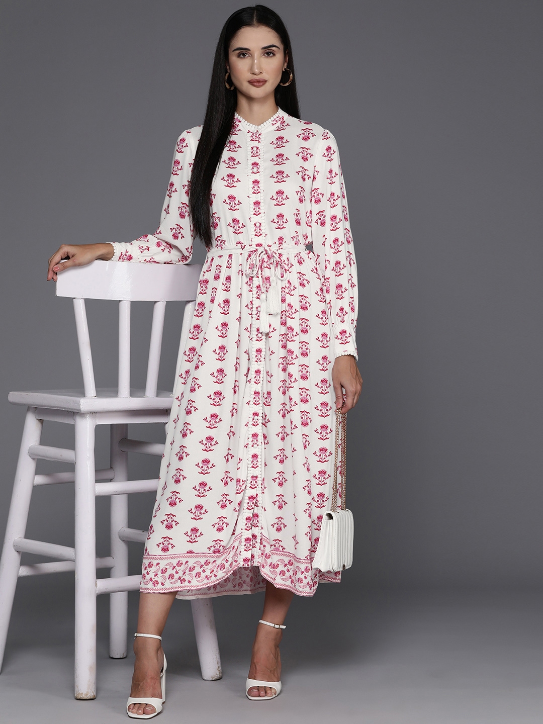 Allen Solly Woman White Floral A Line Maxi Dress