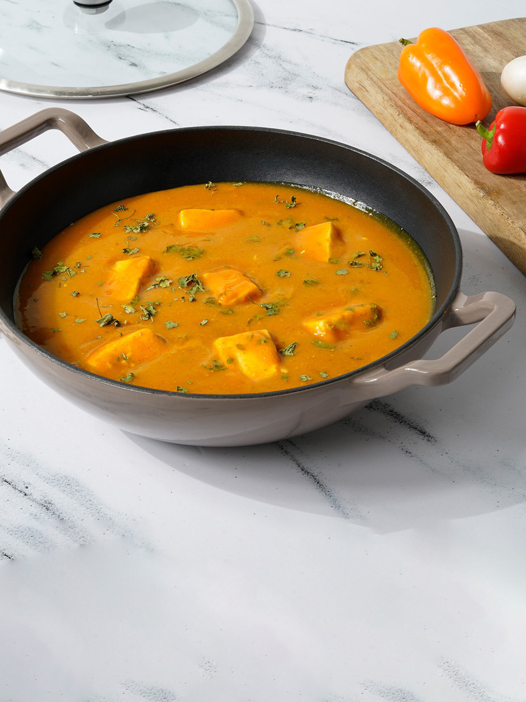 MEYER Enamel Grey Cast Iron Kadai With Lid