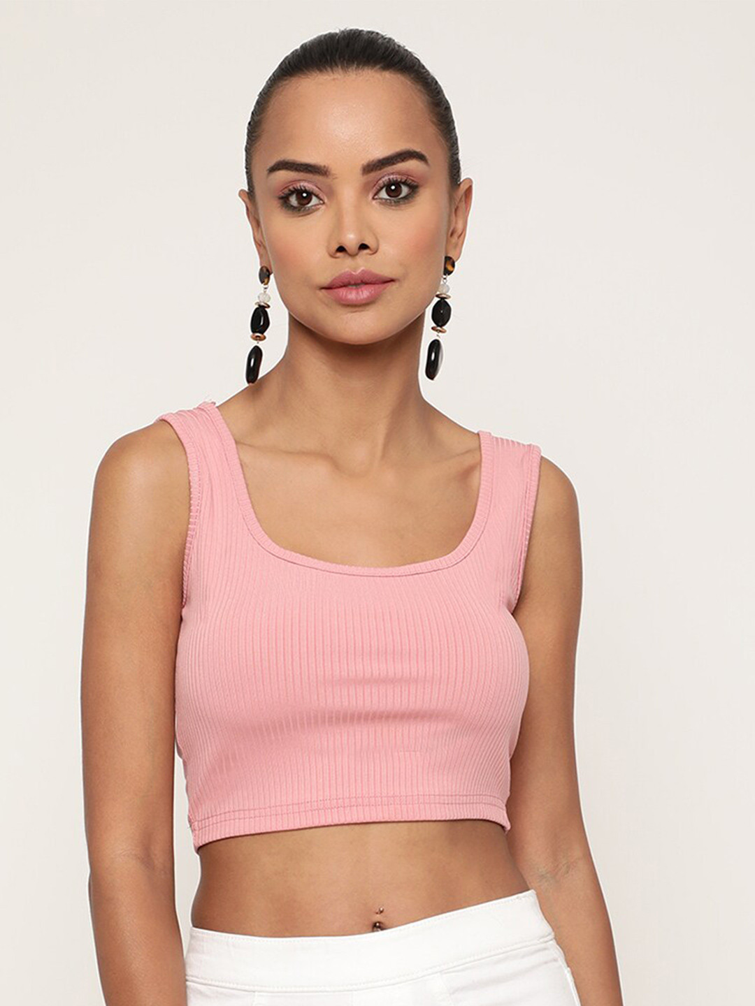 Sugathari Women Peach-Coloured Sheen Bralette Crop Top