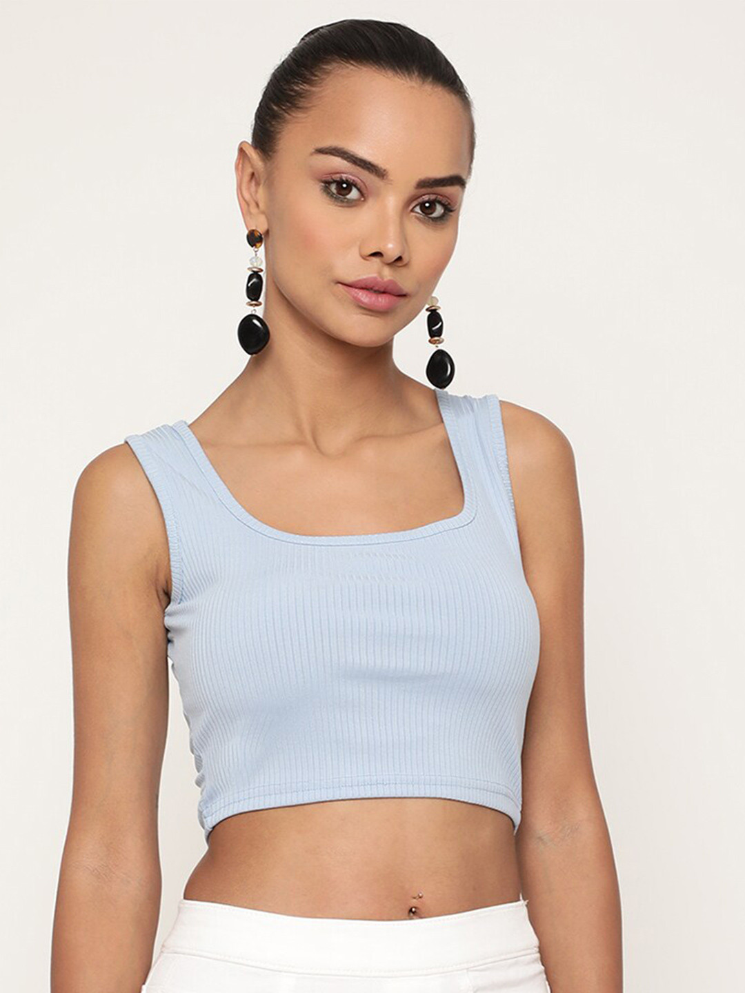 Sugathari Women Blue Sheen Bralette Crop Top