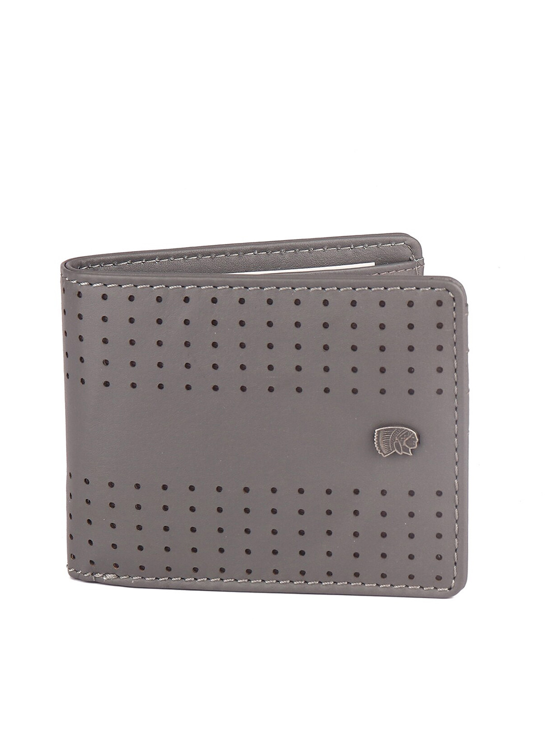 Red Chief Men Grey Textured Leather Two Fold Wallet