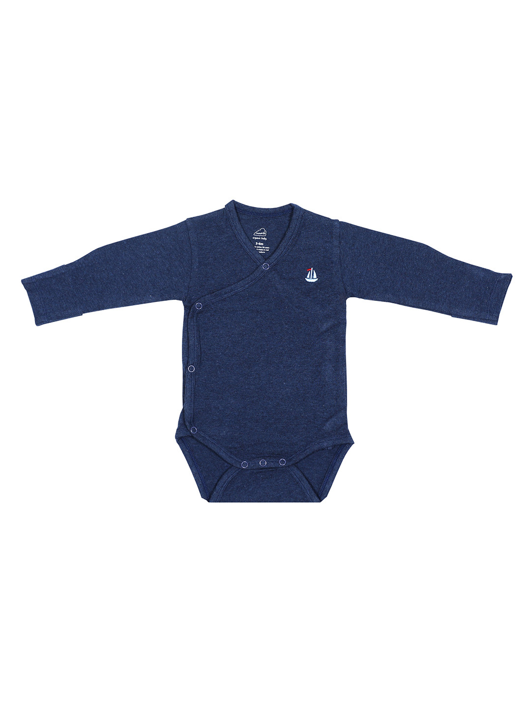 Masilo Boys Navy Blue Solid Organic Cotton Kimono Style Bodysuit