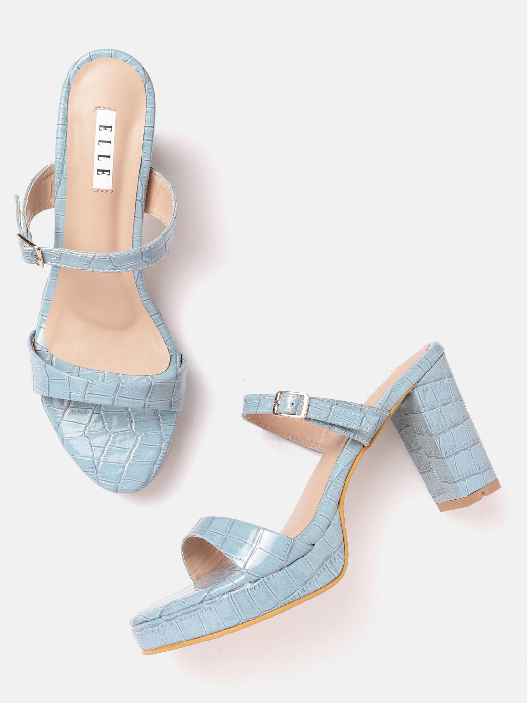 ELLE Croc Textured Block heel Sandals