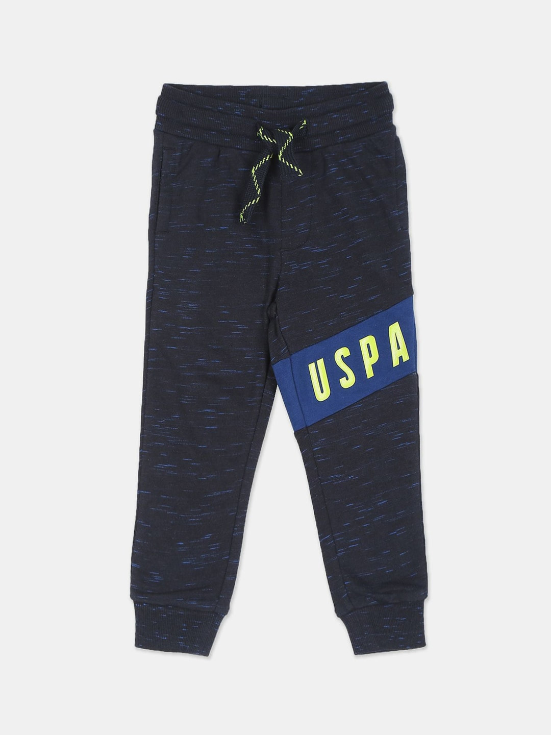 U.S. Polo Assn. Kids Boys Navy Blue Brand Logo Printed Joggers
