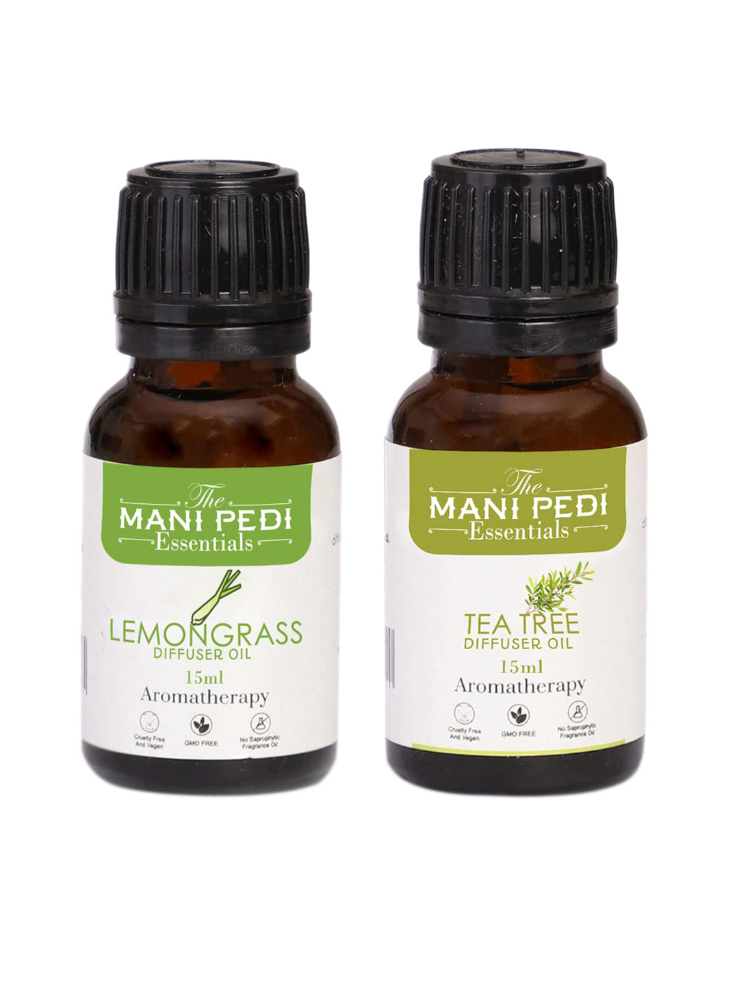 The Mani Pedi Essentials Set Of 2 Grey Lemongrass & Tea tree Aroma Oil Diffusers 15 ml