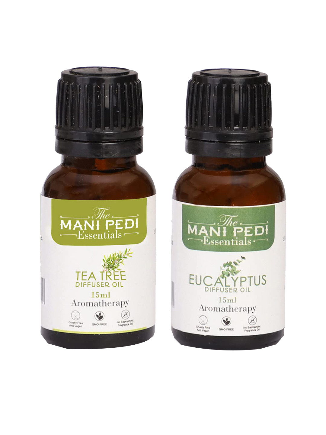 The Mani Pedi Essentials Set Of 2 Brown Tea tree and Eucalyptus Aroma Oil Diffusers 15 ml