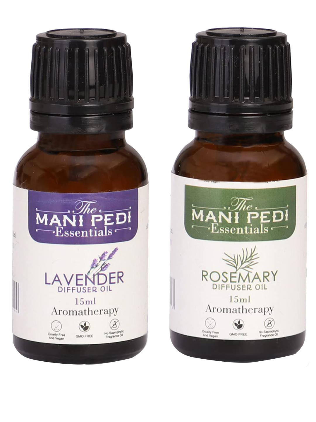 The Mani Pedi Essentials Brown Set Of 2 Lavender and Rosemary Diffuser Oils 15 ml