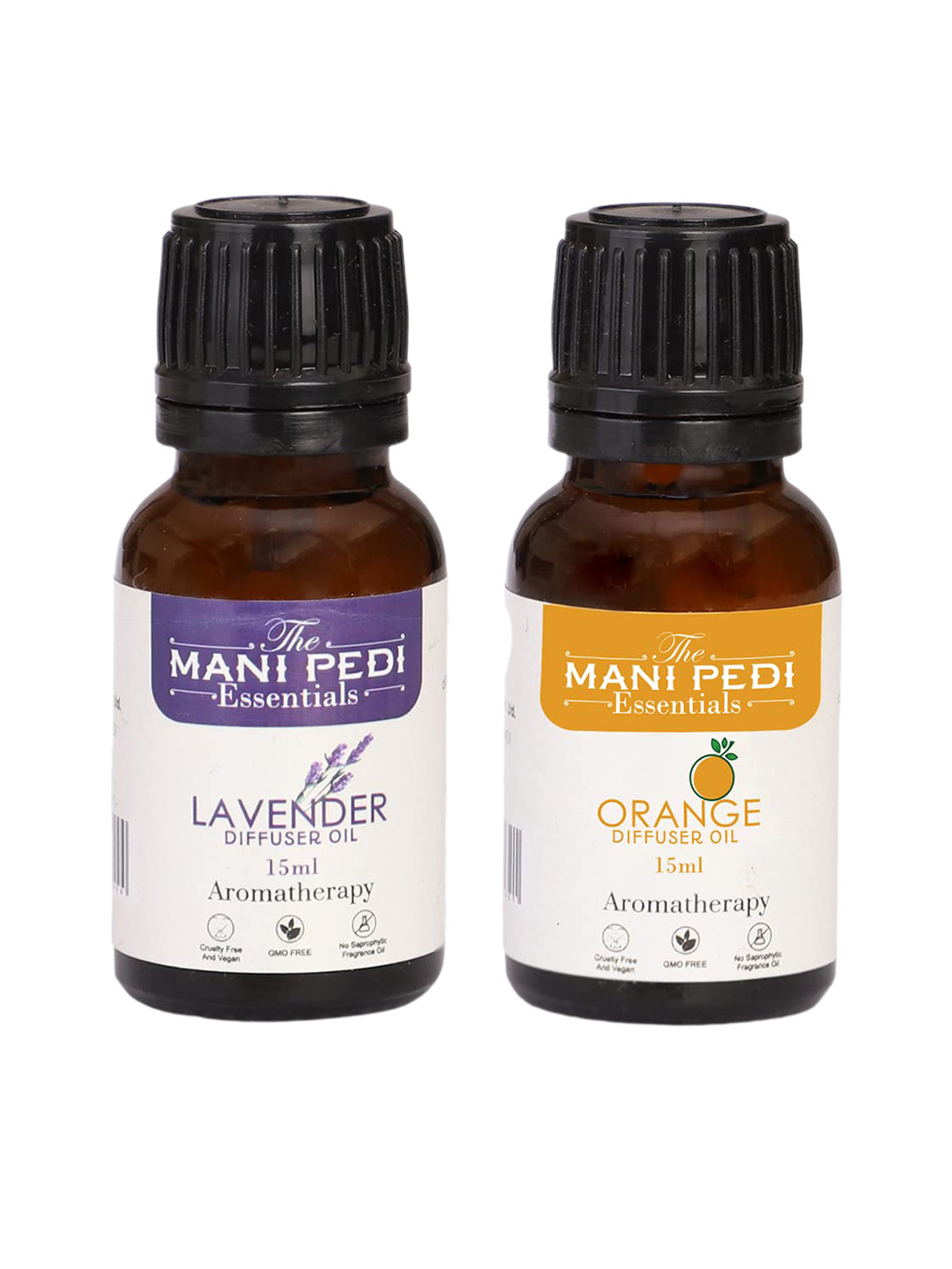 The Mani Pedi Essentials Set Of 2 Brown Lavender and Orange Diffuser Oils 15 ml