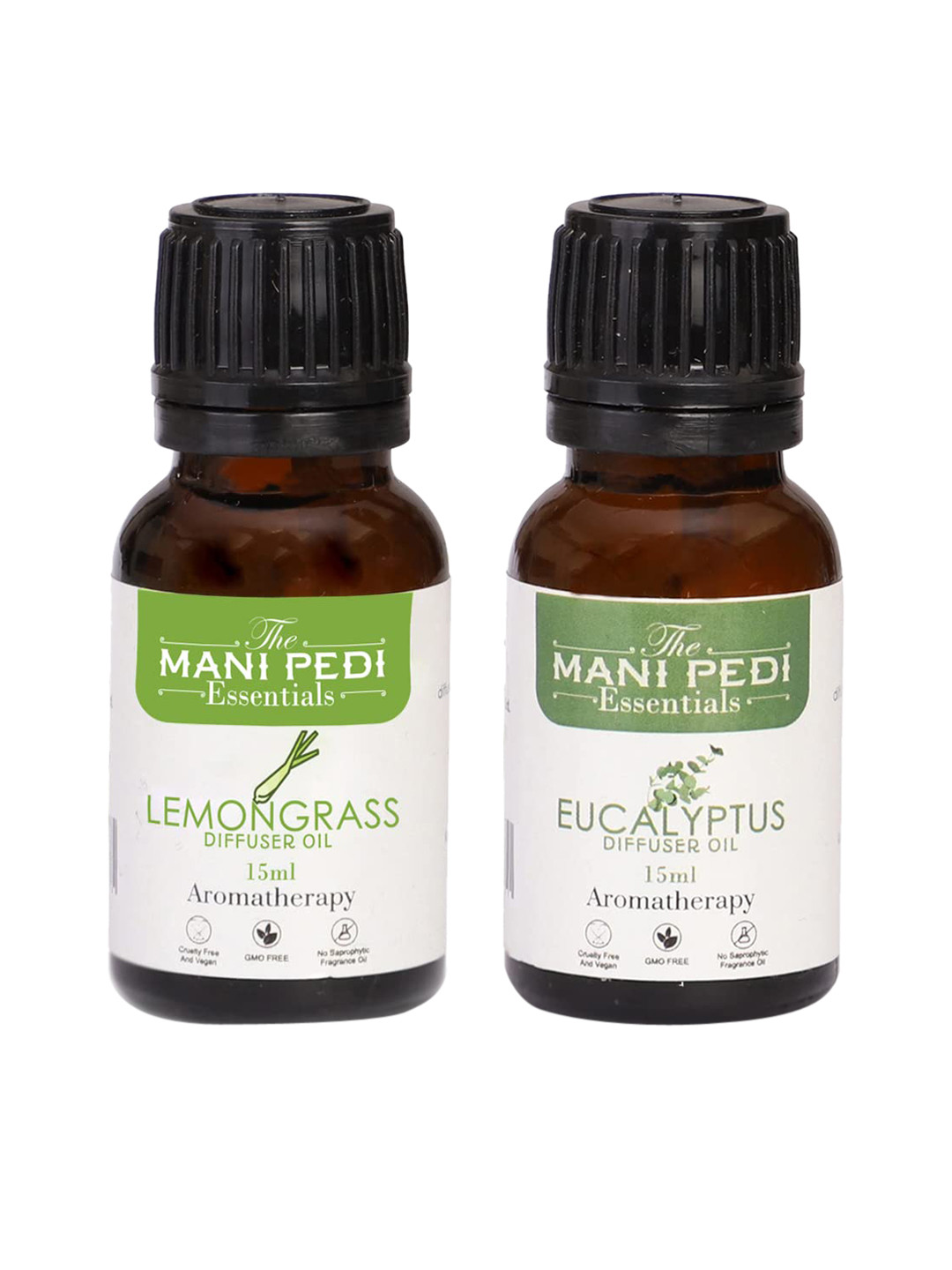 The Mani Pedi Essentials Set Of 2 Grey Lemongrass & Eucalyptus Aroma Oil Diffusers 15 ml