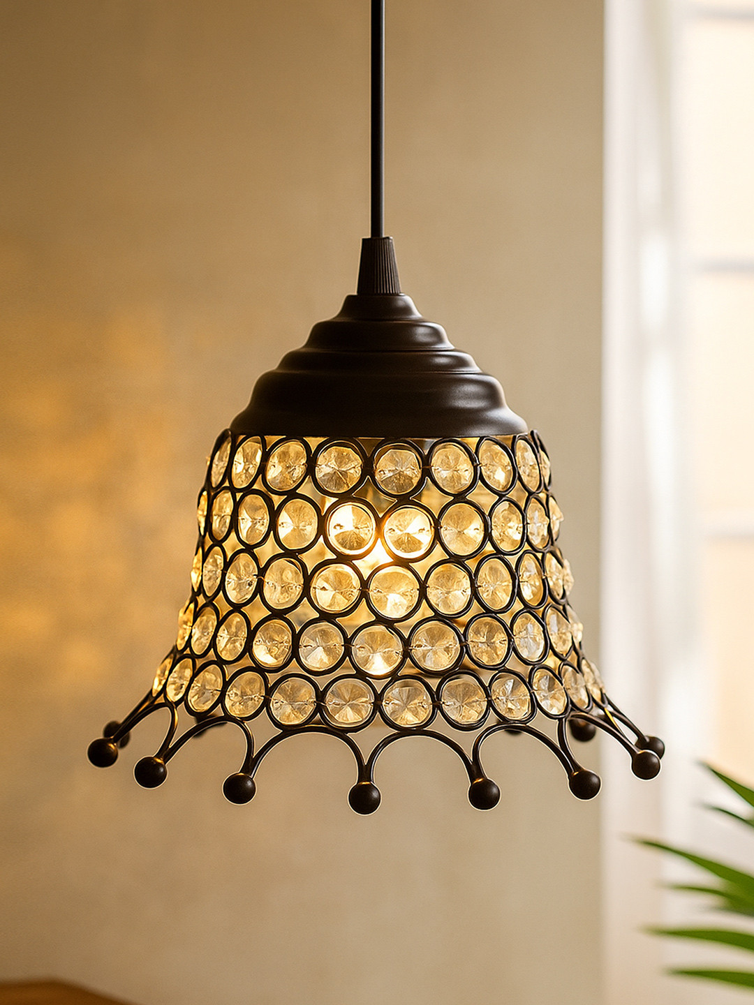 Homesake Black Abstract Metal Hanging Ceiling Lamps